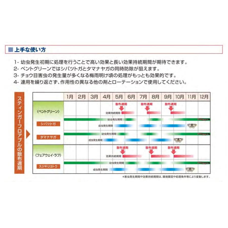 芝 樹木用殺虫剤 スティンガーフロアブル 250ml×2個 ニチノー緑化 農薬 散布 ケムシ類 スジキリヨトウ シバツトガ タマナヤガ 毛虫 樹木の画像