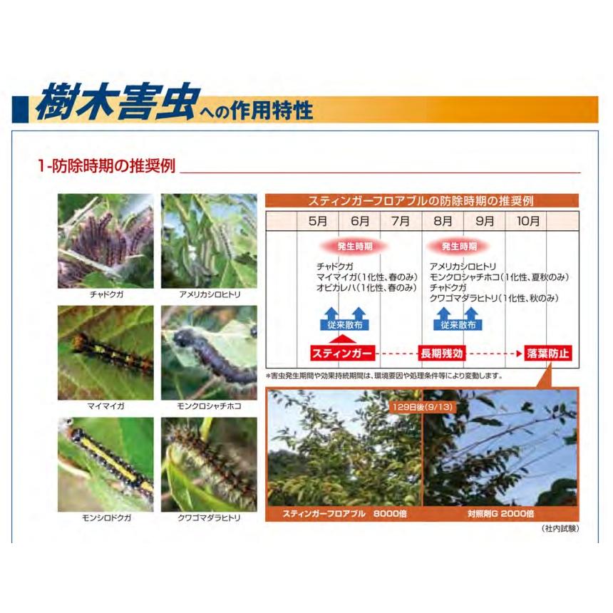 芝 樹木用殺虫剤 スティンガーフロアブル 250ml×2個 ニチノー緑化 農薬 散布 ケムシ類 スジキリヨトウ シバツトガ タマナヤガ 毛虫 樹木の画像