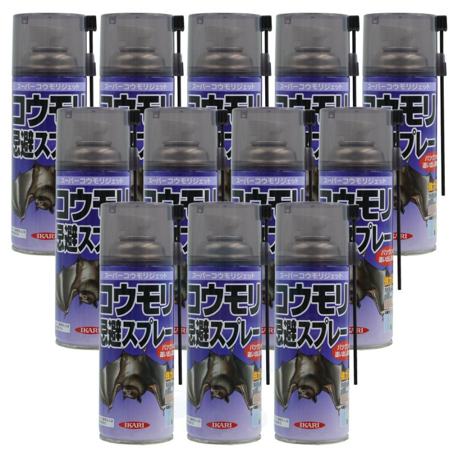 コウモリ退治スプレー スーパーコウモリジェット 420ml×12本 蝙蝠除け 強力噴射 追い出し｜ka-dotcom