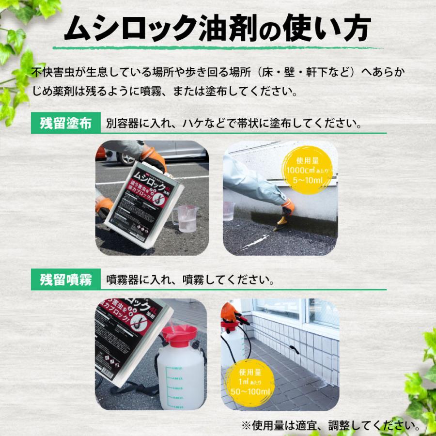 ムカデ 駆除 カメムシ 駆除 ムシロック油剤 4L＋蓄圧式噴霧器4Lセット 業務用 殺虫剤 低臭性 カメムシ 退治 待ち伏せ効果 屋外用 ヤスデ タカラダニ 赤ダニ 駆除 | イーライフ | 02