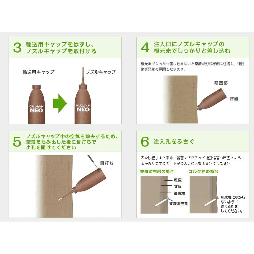 樹幹注入剤 グリンガードNEO 加圧注入セット 薬剤10本 加圧ボトル3個 専用ガスボンベ4個 農薬の画像