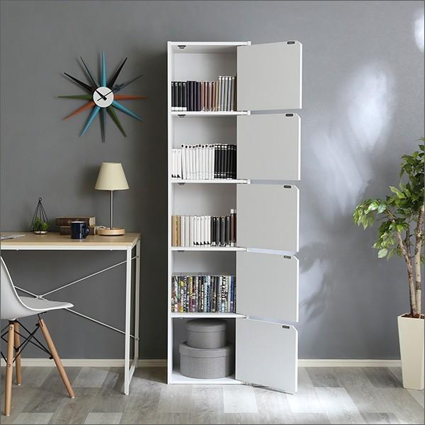 ホームテイスト 収納棚 扉付き 5段 カラーボックス 5枚扉 子供