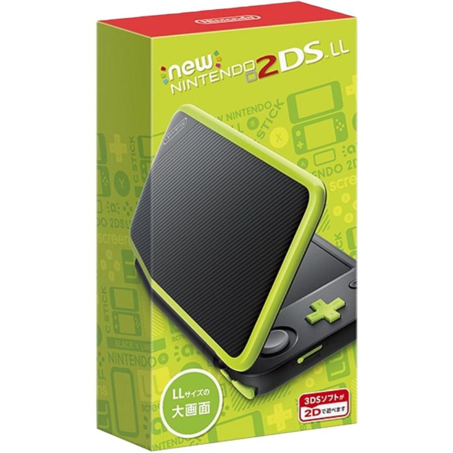 気質アップ Newニンテンドー2DS LL ブラック×ライム 充電器付 - 携帯用