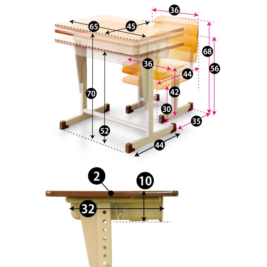 国産 勉強机 学習机 椅子 2点セット 全学年対応 高さ調節 リビング学習 学校机 子供 大人 作業台 パソコンデスク お絵かきデスク 日本製 コンパクト｜kaagu-com｜07