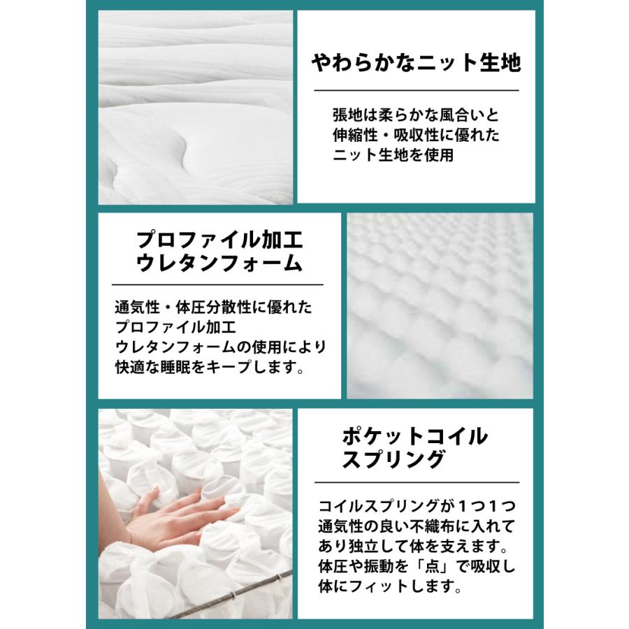 マットレス シングル 厚み25cm ニット生地 ポケットコイルスプリング