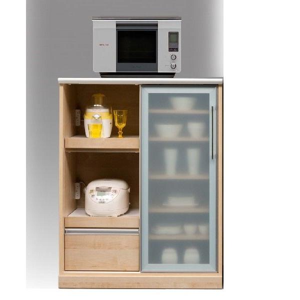 「幅90センチ」送料込☆キッチンキャビネット スライドトレー付 コンセント2口 幅90cm キッチンカウンター コンセント付き スライドトレー2段 食器棚