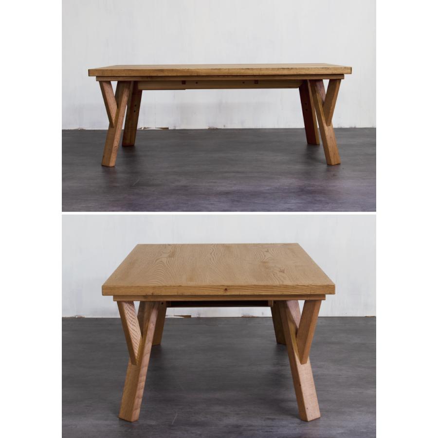 長方形こたつ 幅120×70cm 国産 オーク突板 オーク無垢材 手元