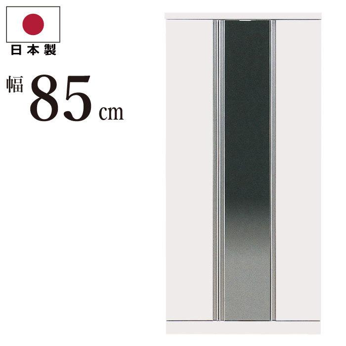 大型 ミラー付きホワイトシューズラック 幅119.5cm 高さ180cm 大