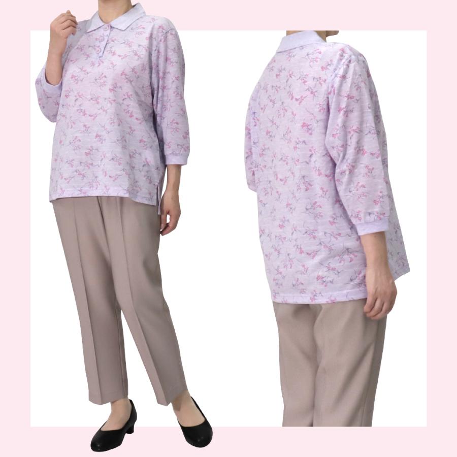 シニアファッション 婦人服 ゆったり軽やかトップス 花柄 定番 ポロ 7分袖 品番8504 | ブランド登録なし | 11