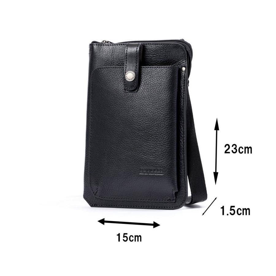 DOUBLES スマホショルダー メンズ ショルダーポーチ 本革 ショルダー