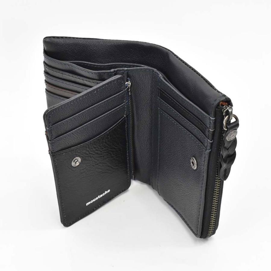 MOUSTACHE（ムスタッシュ） 財布 ミドルウォレット 二つ折り 本革 縦型