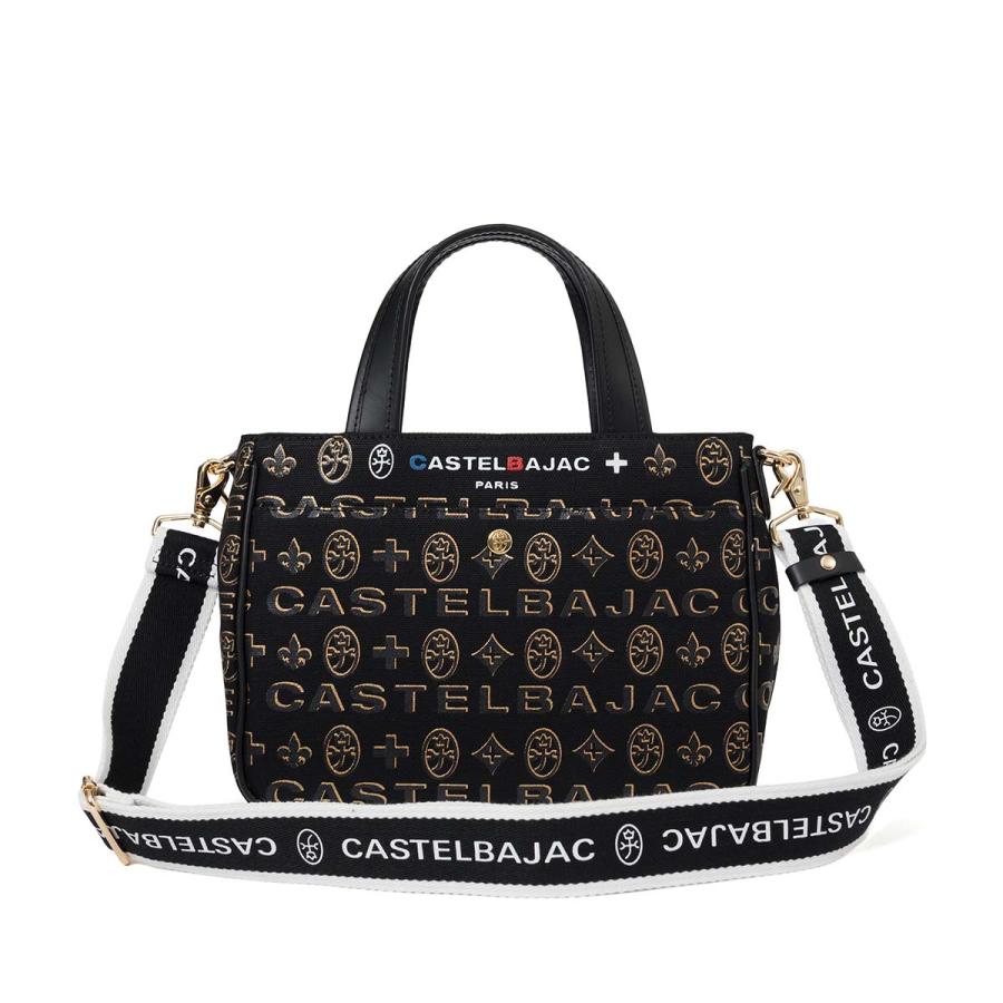 【未使用級】CASTELEBAJAC ミニトート ハロゲン　ブラック　刺繍 未使用級】CASTELEBAJAC ミニトート ハロゲン ブラック 刺繍