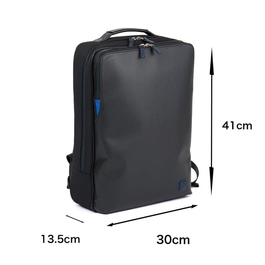 ランバンオンブルー 新品 定価31,900円 軽量 レザー ビジネスリュック黒 LANVIN en Bleu ランバンオンブルー リュック B4 テック メンズ