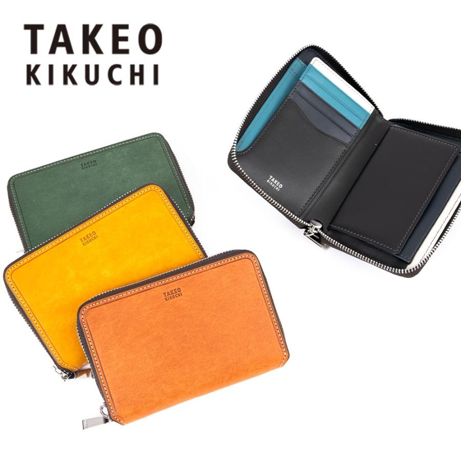 新品 タケオキクチ 牛革 二つ折り財布 ミドルウォレット　Ⓗ TAKEO KIKUCHI（タケオキクチ） ミドルウォレット 二つ折り財布 財布