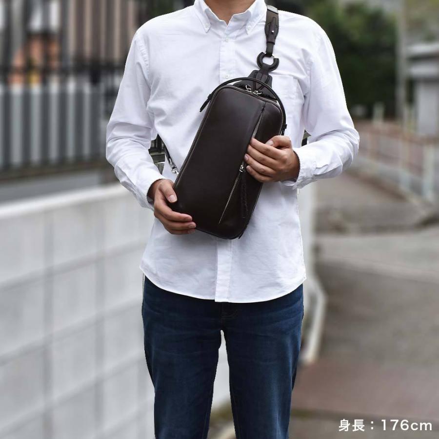 P.I.D ボディバッグ 本革 メンズ ピーアイディー 撥水 エクリール 本革