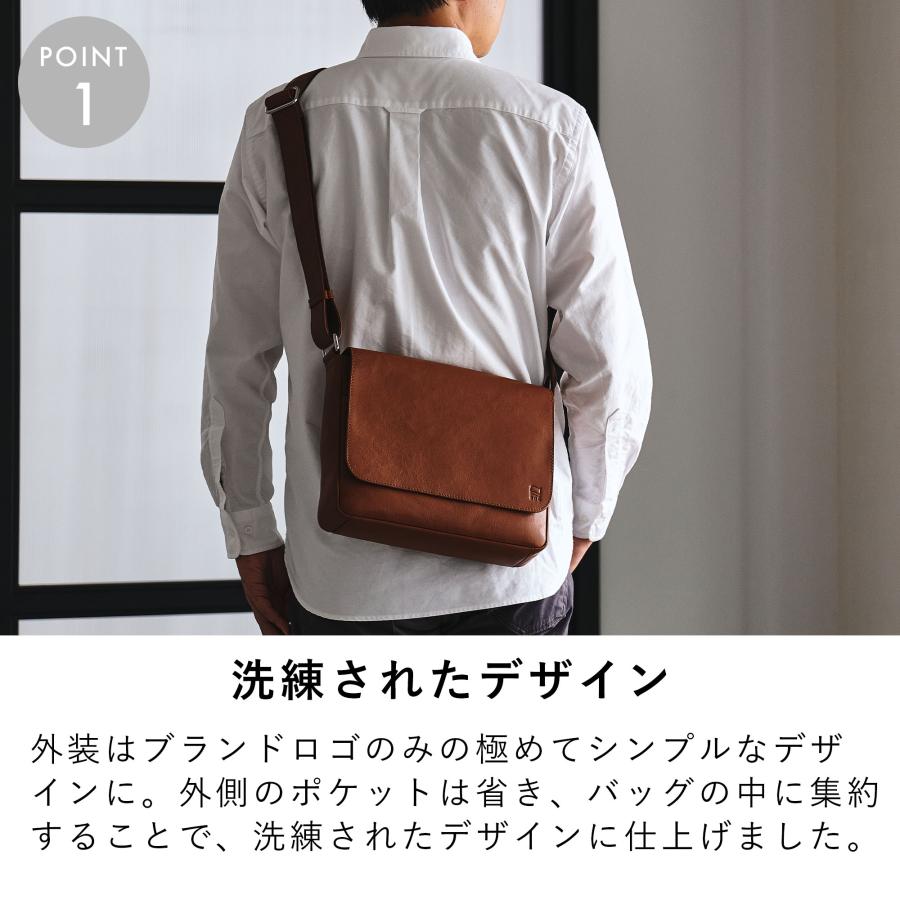 ショルダーバッグ メンズ 本革 レザー ブランド ファスナー 付き ショルダー バッグ 革 大容量 大きめ 人気 おすすめ 大人 30代 40代 50代 epeの画像