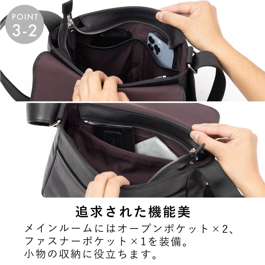 ショルダーバッグ メンズ 本革 レザー ブランド ファスナー 付き ショルダー バッグ 革 大容量 大きめ 人気 おすすめ 大人 30代 40代 50代 epeの画像