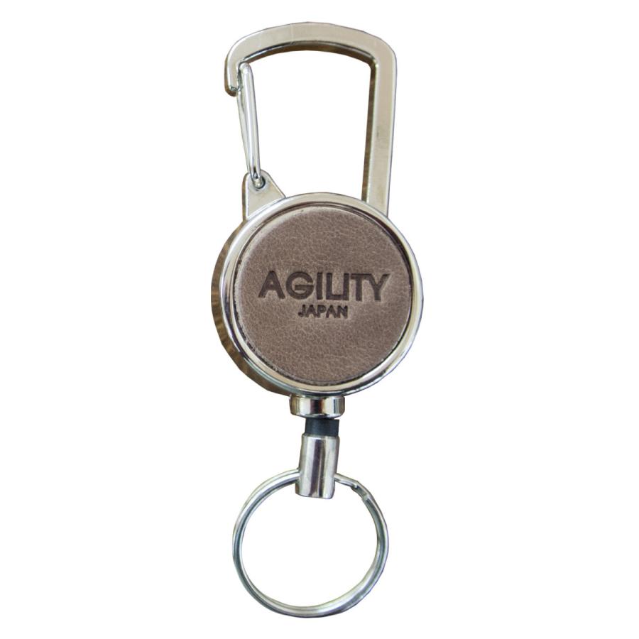 AGILITY リールキーホルダー キーリール カラビナ 革 レザー リール付