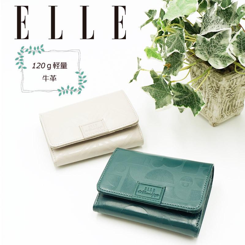Elle エル ミロワール 二つ折り財布 レディース 本革 牛革 切り絵 型押し 花柄 幾何学模様 モノグラム 10 10 Kabanya 106 通販 Yahoo ショッピング