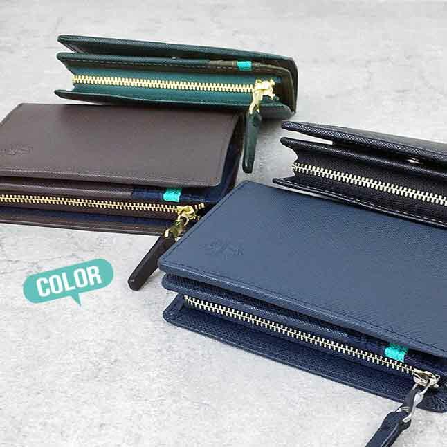 Bianchi（ビアンキ） 二つ折り財布 メンズ ファスナー小銭入れ bia2004