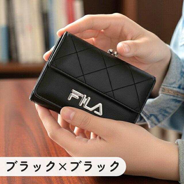 FILA（フィラ） 三つ折り財布 レディース ミニ財布 がま口 合成皮革