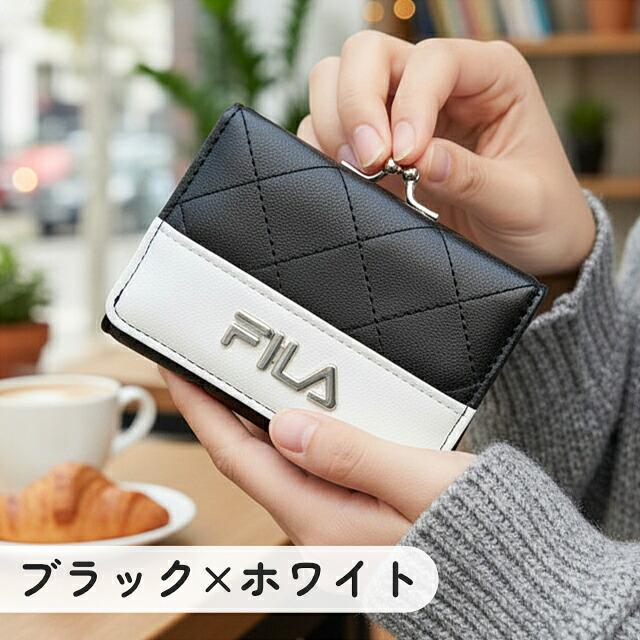 FILA（フィラ） 三つ折り財布 レディース ミニ財布 がま口 合成皮革