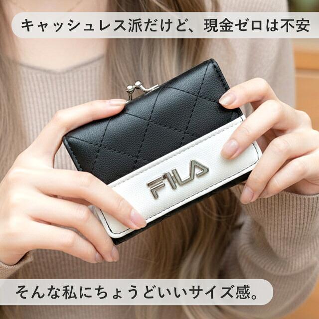 FILA（フィラ） 三つ折り財布 レディース ミニ財布 がま口 合成皮革