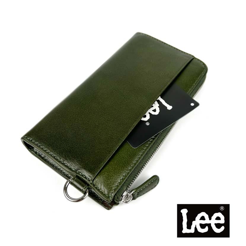 新品　未使用　Lee LF長財布　イタリーレザー  グリーン Lee（リー） 長財布 小銭入れ メンズ 牛革 レザー ラウンドファスナー