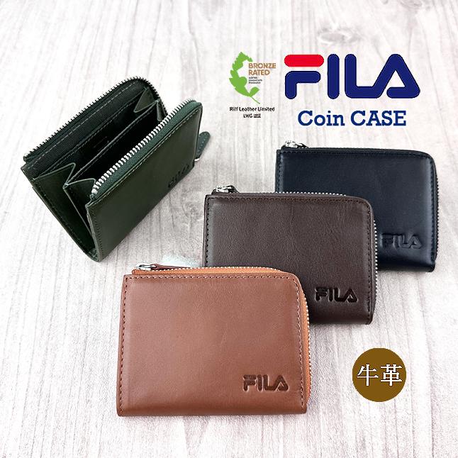 FILA（フィラ） コインケース 小銭入れ メンズ 本革 L字ファスナー