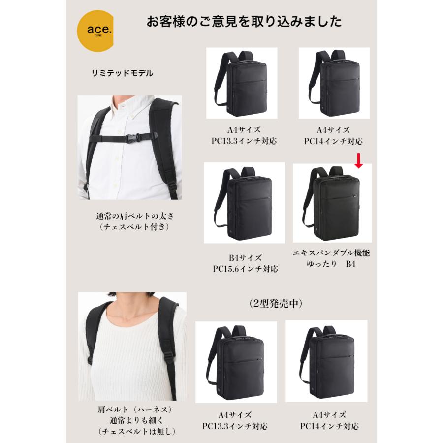 ace. GENE LABEL ビジネスリュック エースジーン ガジェダブル B4