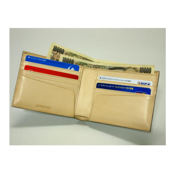 コードバン財布 小銭入れ無 2ツ折り財布 カード メンズ財布 馬革