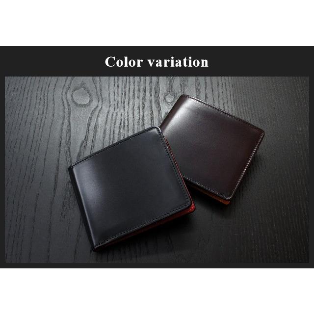 二つ折り財布 革/CORDOVAN(コードバン） 二つ折り 財布(小銭入れ付き