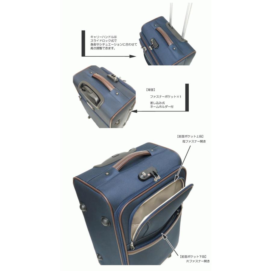ソフト キャリー ケース ネイビー 空港受託手荷物無料サイズ 縦型 4輪