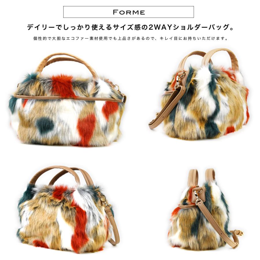 エコファー Eco Fur 2WAYショルダーバッグ Lサイズ ハンドバッグ ANTI FORME DESIGN アンチフォルムデザイン フェイクファー 斜め掛け 合成皮革 ラビット バンビ｜kabanyasan-y｜16