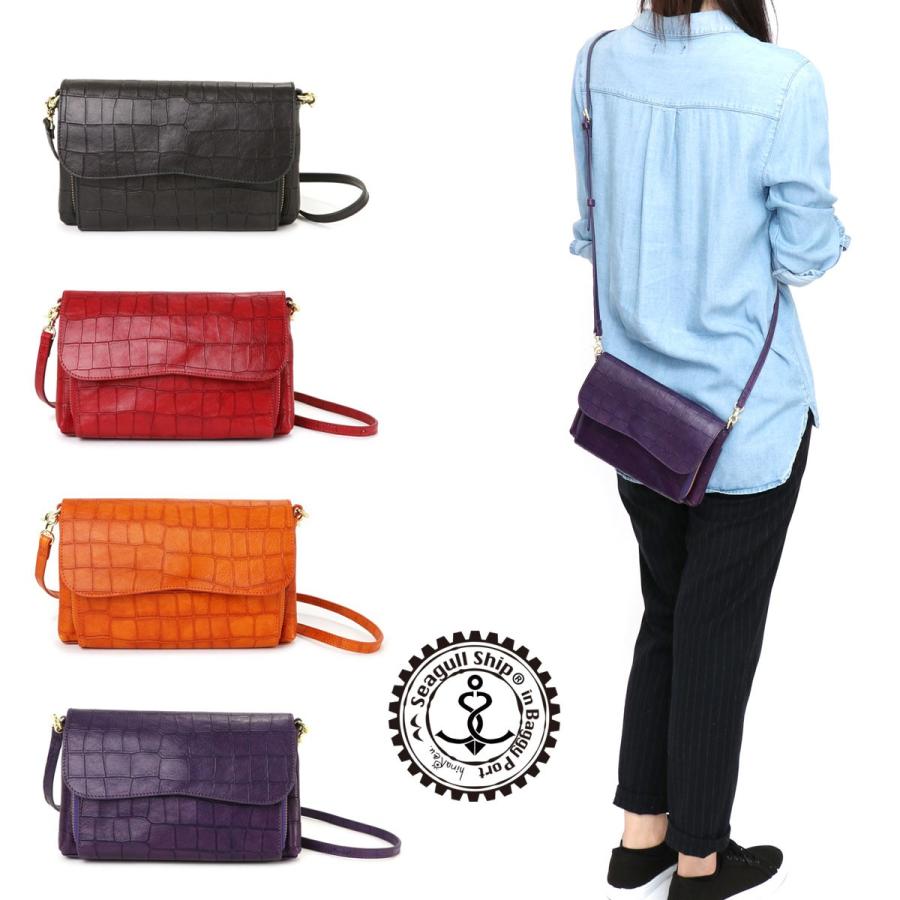 お財布ショルダー お財布ポシェット ポーチウォレット クラッチバッグ 斜めがけ 財布 シーガルシップ レディース イタリアンクロコダイル型押し 本革 レザー Bp Szkm52 かばんやさん 通販 Yahoo ショッピング