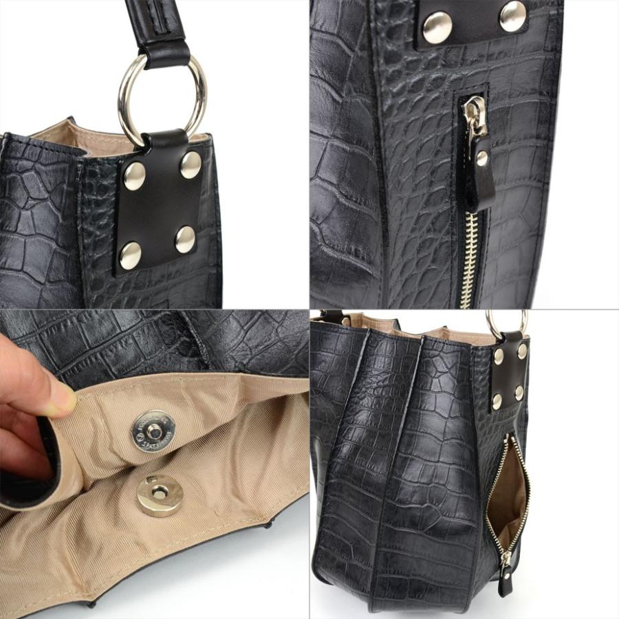 丸底トートバッグ レディース 姫路レザー クロコダイル型押し