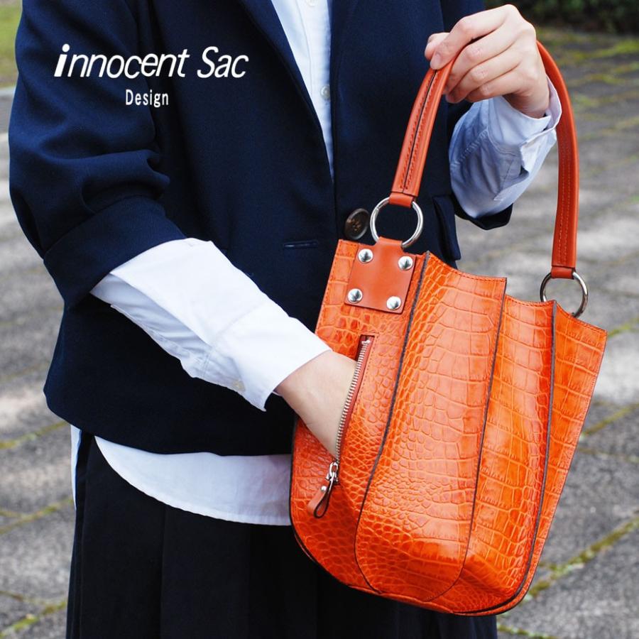 丸底トートバッグ レディース 姫路レザー クロコダイル型押し