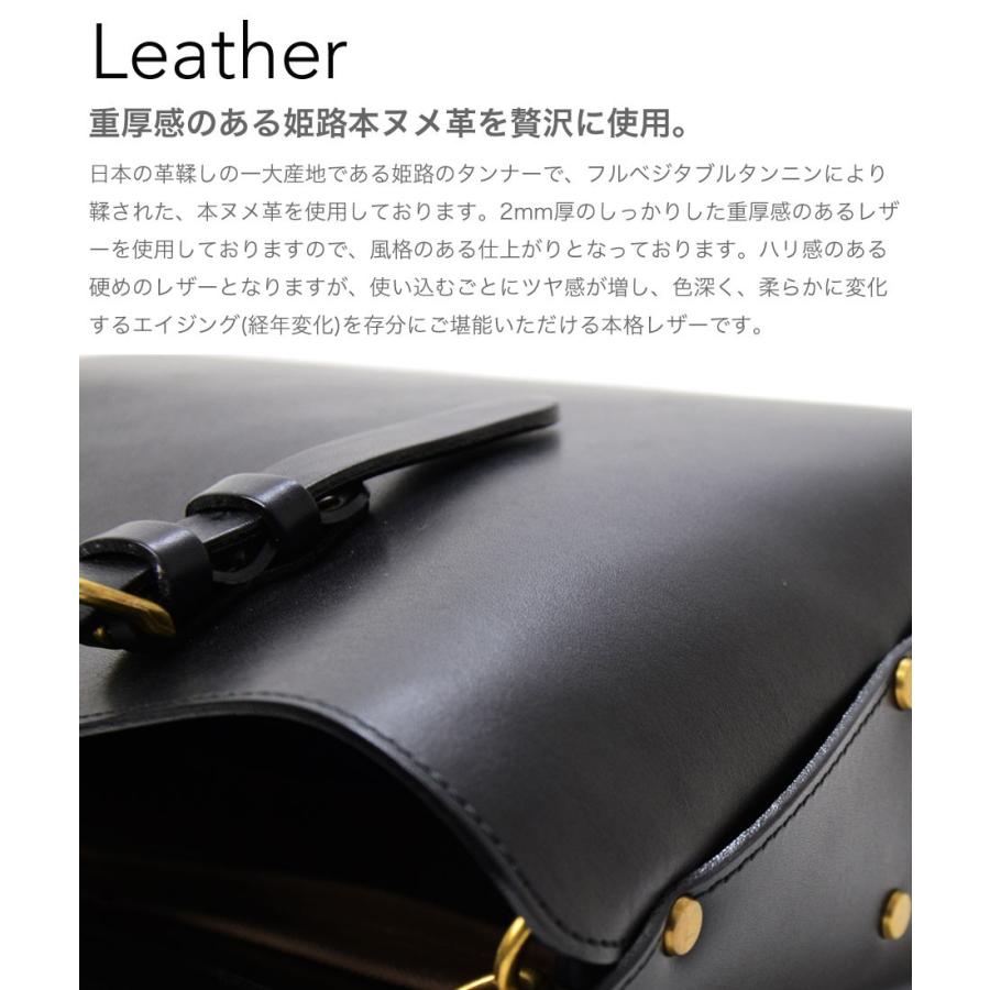 トートバッグ 姫路レザー 本ヌメ革 2Way ショルダーバッグ A4サイズ B5サイズ 角底 本革 innocent Sac イノセントサック 日本製  ユニセックス 送料無料の画像