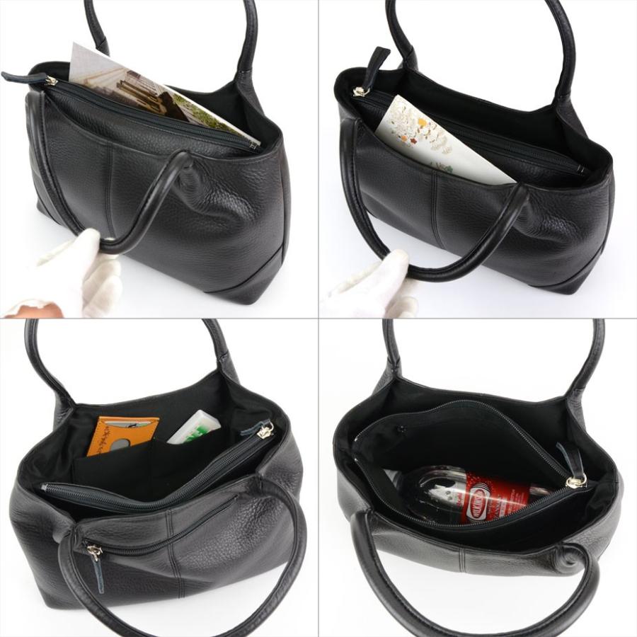 ブラックフォーマルバッグ ハンドバッグ 3層式ポケット 本革