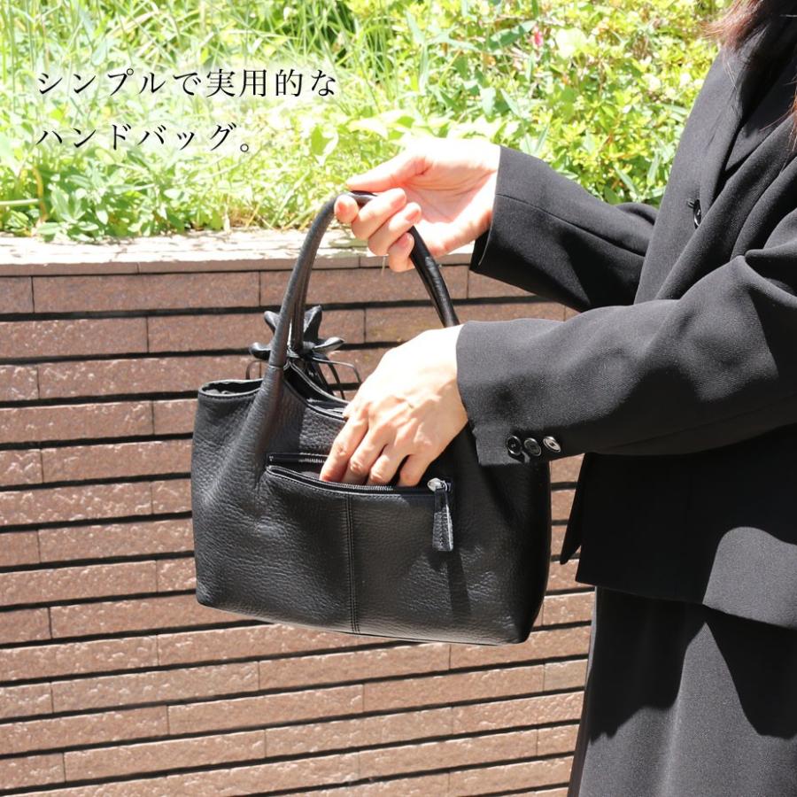 ブラックフォーマルバッグ ハンドバッグ 3層式ポケット 本革