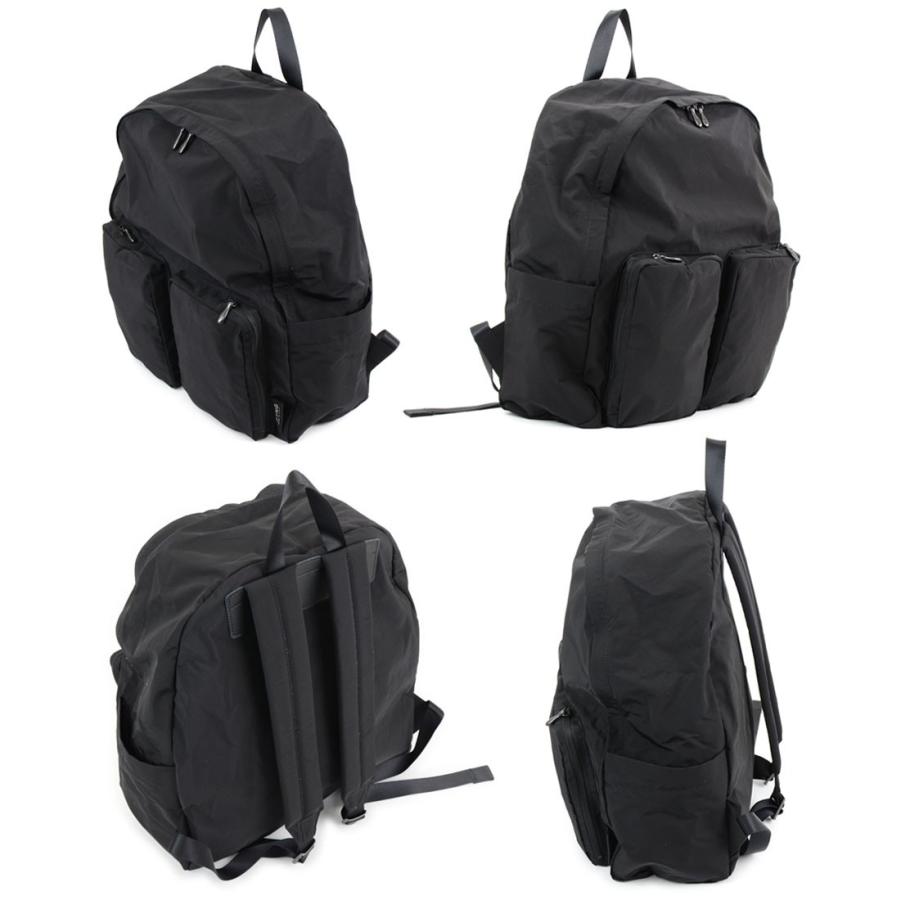 黒いナイロンリュック・ジッパーポケット付き バッグパック ナイロン アメリカンパッチワーク ジップ開閉