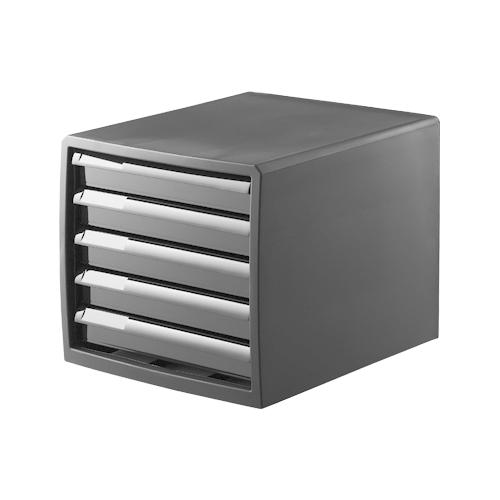 JEJアステージ レターケース A4 浅型 5段 書類ケース 引き出し 黒