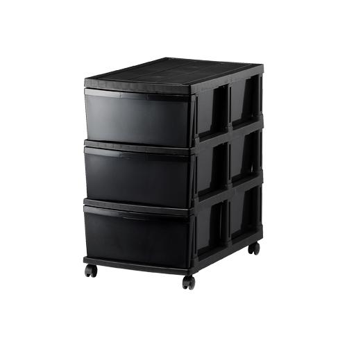 JEJアステージ チェスト 3段 ロング 奥行68cm 黒 ブラック おしゃれ