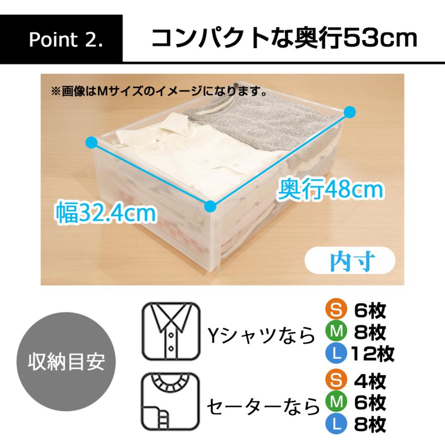 収納ボックス 引き出し 黒 ブラック 1段 クローゼット用 奥行53cm 高さ30cm L 衣装ケース 収納ケース 重ねる 140-A46 140-A98 | JEJアステージ | 07