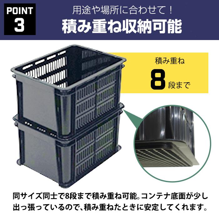 コンテナバスケット メッシュコンテナ ラリーコンテナ #8 黒 ブラック 収納コンテナ 収納ボックス カゴ  スタッキング 80-A52 | JEJアステージ | 07