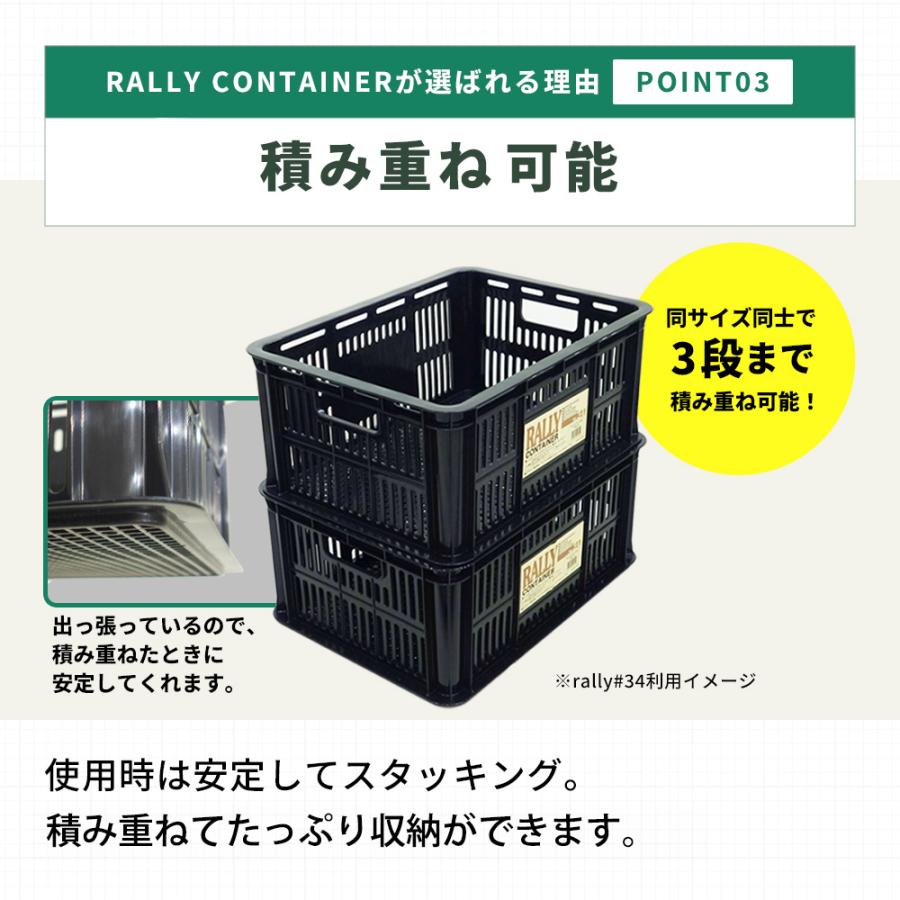 コンテナバスケット メッシュコンテナ ラリーコンテナ #8 #15 #34 #50 黒 ブラック 収納コンテナ 収納ボックス カゴ  スタッキング | JEJアステージ | 08