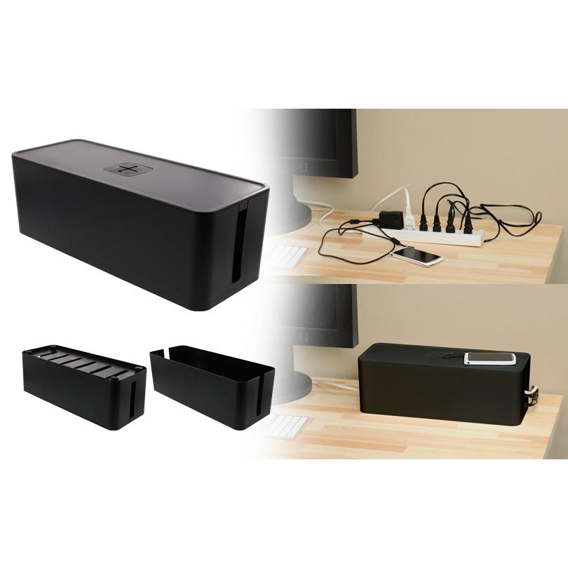 (6個セット特価) ケーブルボックス ケーブル収納 黒 ブラック ケーブル収納ケース ケーブル収納ボックス コードケース コードカバー コード収納 80-A38 | JEJアステージ | 08