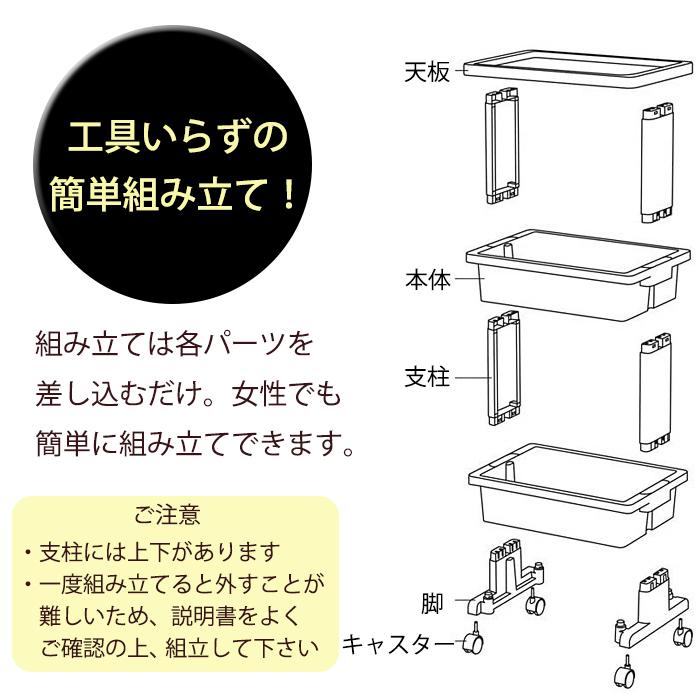 テーブルワゴン ミニ 3段 キッチンワゴン デスク下収納ワゴン サイドワゴン スリム 机下収納 黒 ブラック キャスター付き 100-A50 | JEJアステージ | 09