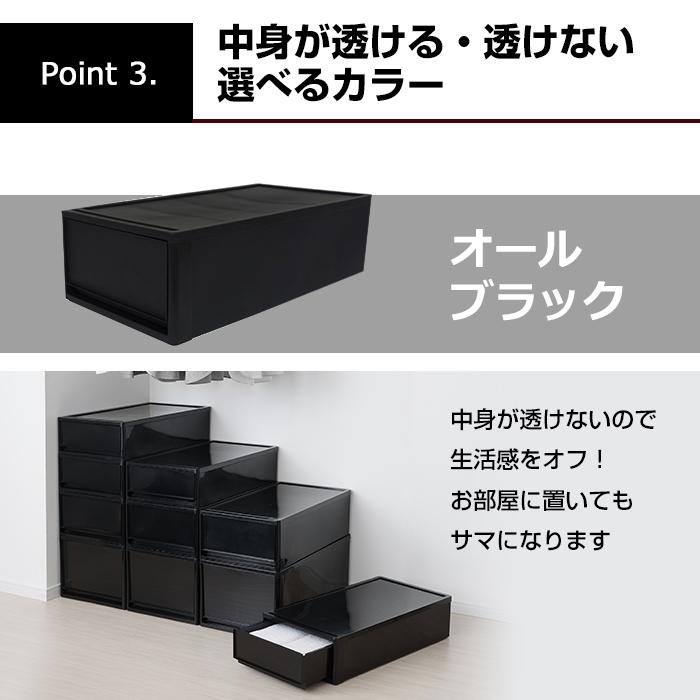 (8個セット特価) 収納ボックス 引き出し 黒 ブラック 1段 押入れ用 奥行74cm 高さ30cm L 衣装ケース 収納ケース 重ねる 160-A19 160-A37の画像