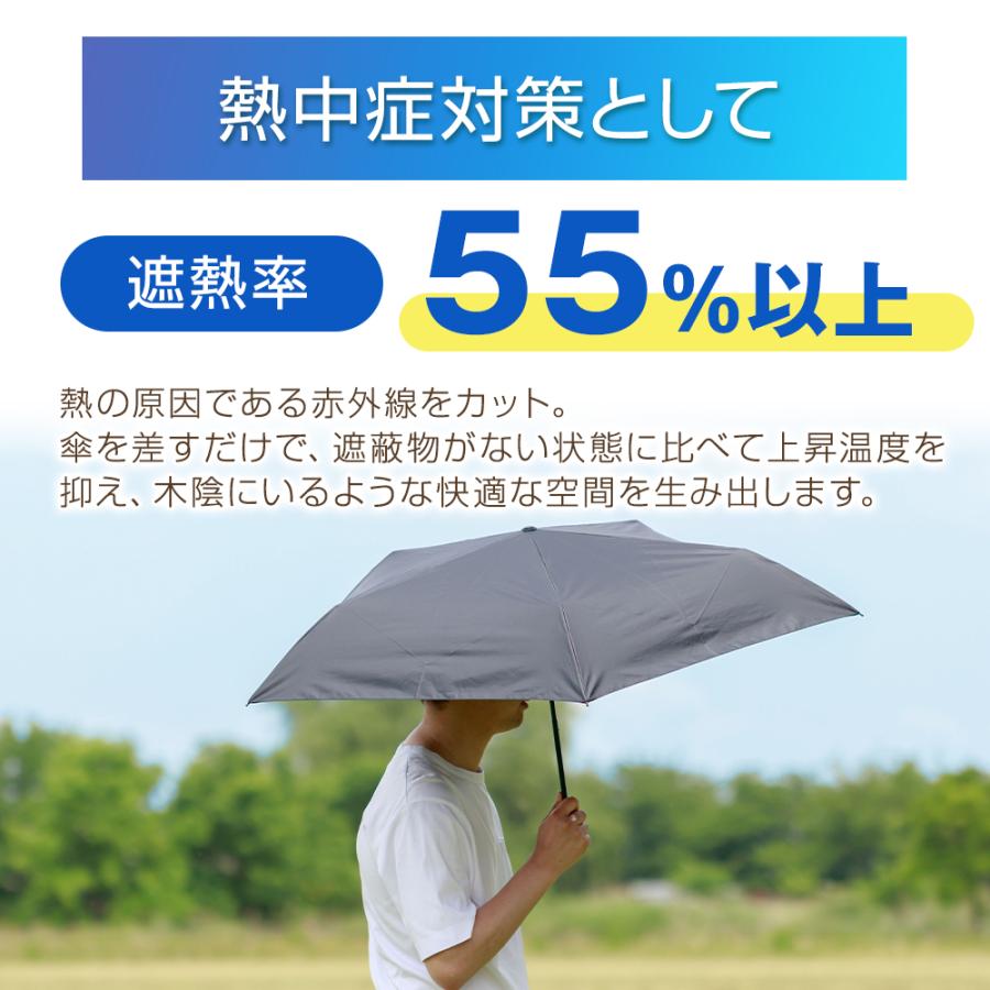 日傘 晴雨兼用傘 折りたたみ傘 UVレイズ メンズ 男性 フリル 黒 ブラック 大きめ 遮光率100％ 完全遮光 一級遮光 UVカット 手開き 折り畳み傘 中谷 | NaturalBasic | 06